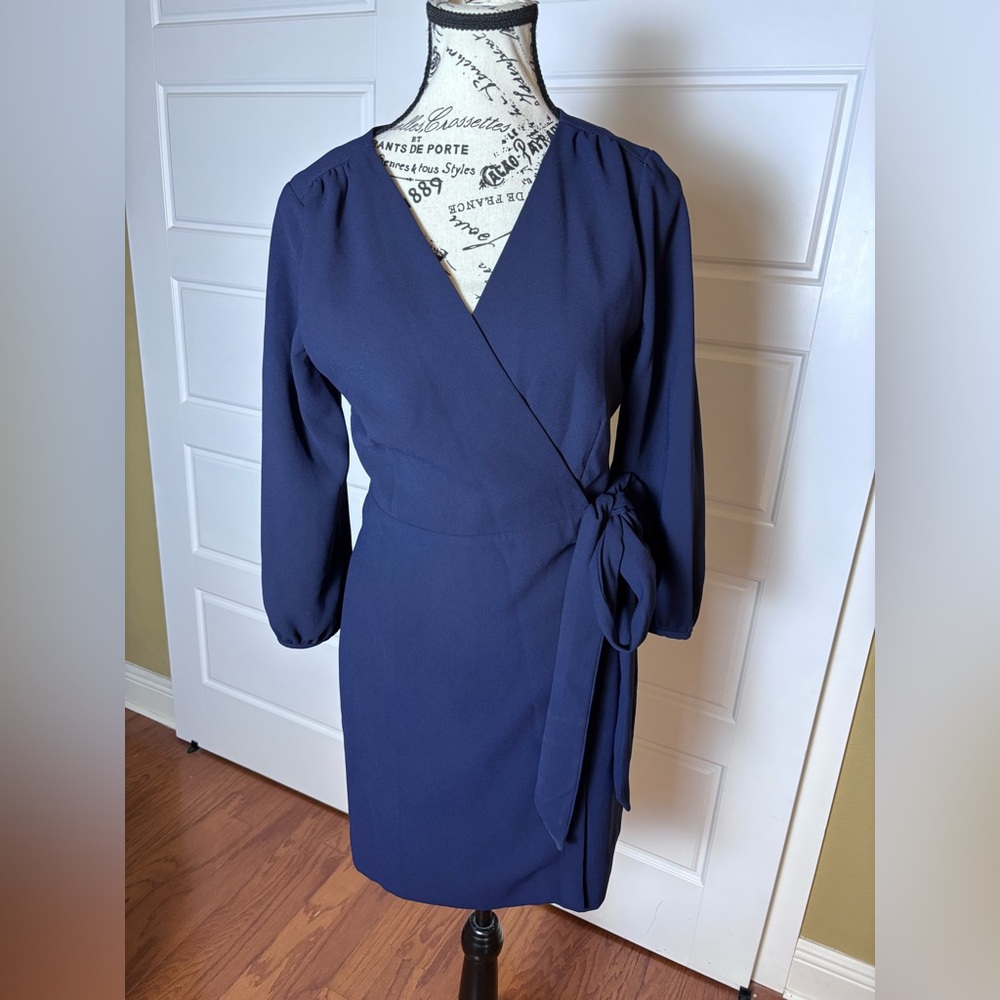 NWT J Crew Navy Blue Wrap Dress in 365 Crepe Size 6P